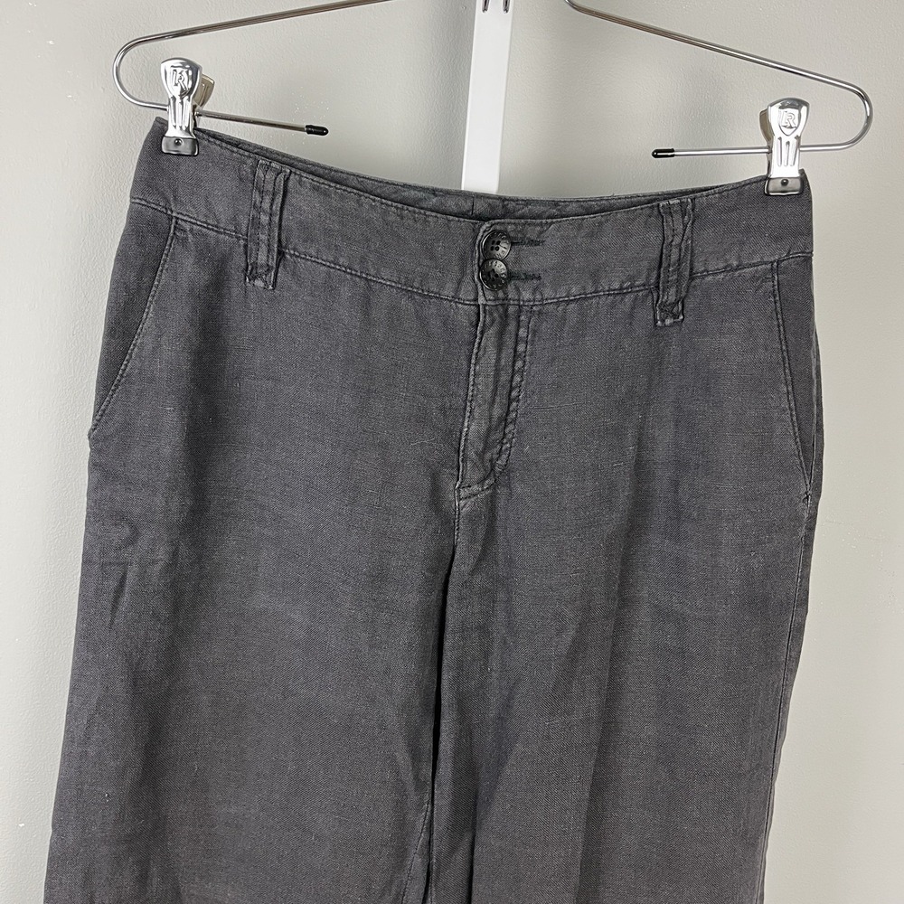 Vintage Rosner Pants Womens EU 34 US 4 Dark Gray 100% Linen Coastal Lagenlook‎
